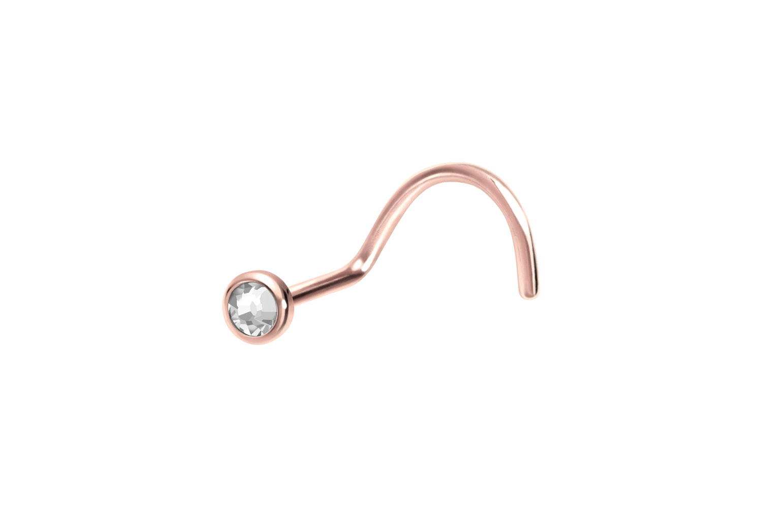 Titan Nasenstecker Nasenpiercing Spirale FLACHE KRISTALLDISC
